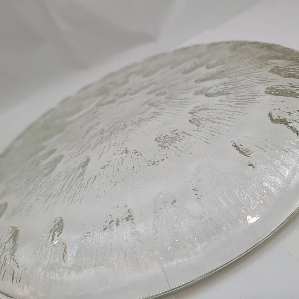 Iittala Ultima Thule Platter Clear Textured Glass 11.5in Tapio Wirkkala